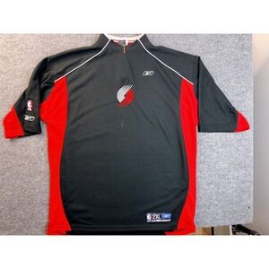 Reebok NBA Portland Trail Blazers Quarter Zip Pullover Shirt 2XL Tall Black Red